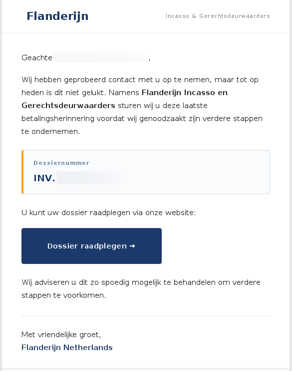 betalingsherinnering aanmaning